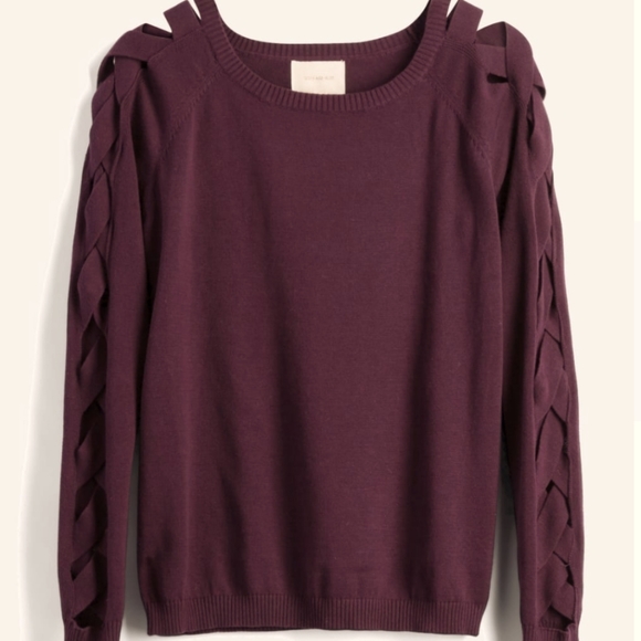 Skies Are Blue Sweaters - Skies Are Blue Cutout Sleeve Sweater